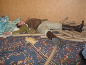 Not the proper place for a gentleman to sleep.