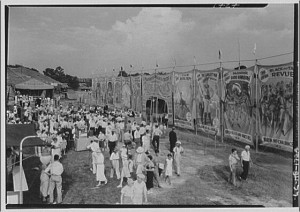 Crowds in front of Hagenbeck and Wallace Circus sideshow - from the Library of Congress